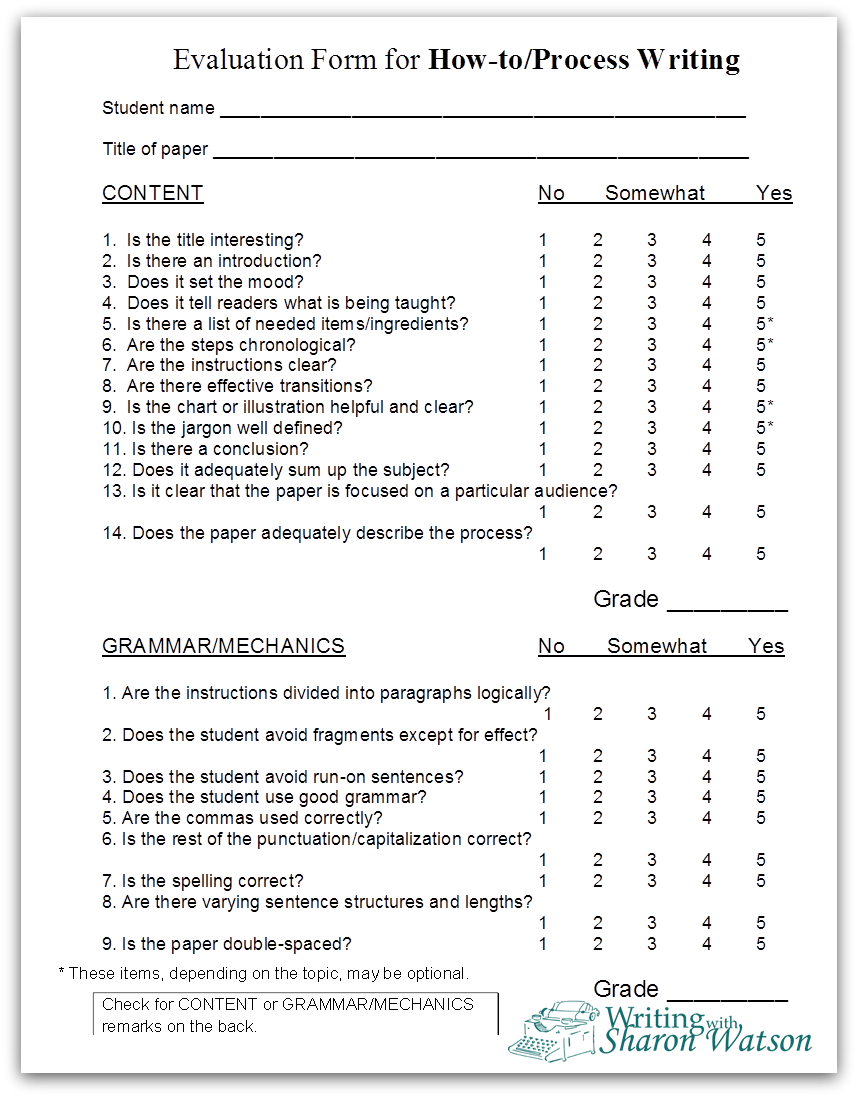 How-to Evaluation Form for blog | Writing with Sharon Watson-Easy-to ...