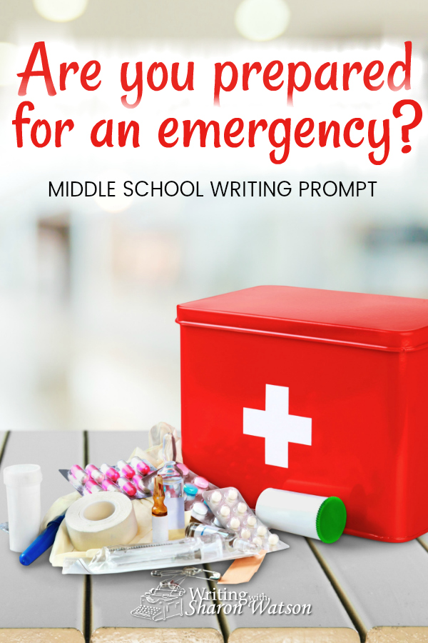 Middle School Writing Prompt - Earthquakes. Fires. Breaking your finger before the big game. Write a story about an emergency. Will your characters be prepared? Will they fumble their opportunity? #homeschool #homeschoolwriting #middleschool #writingprompts