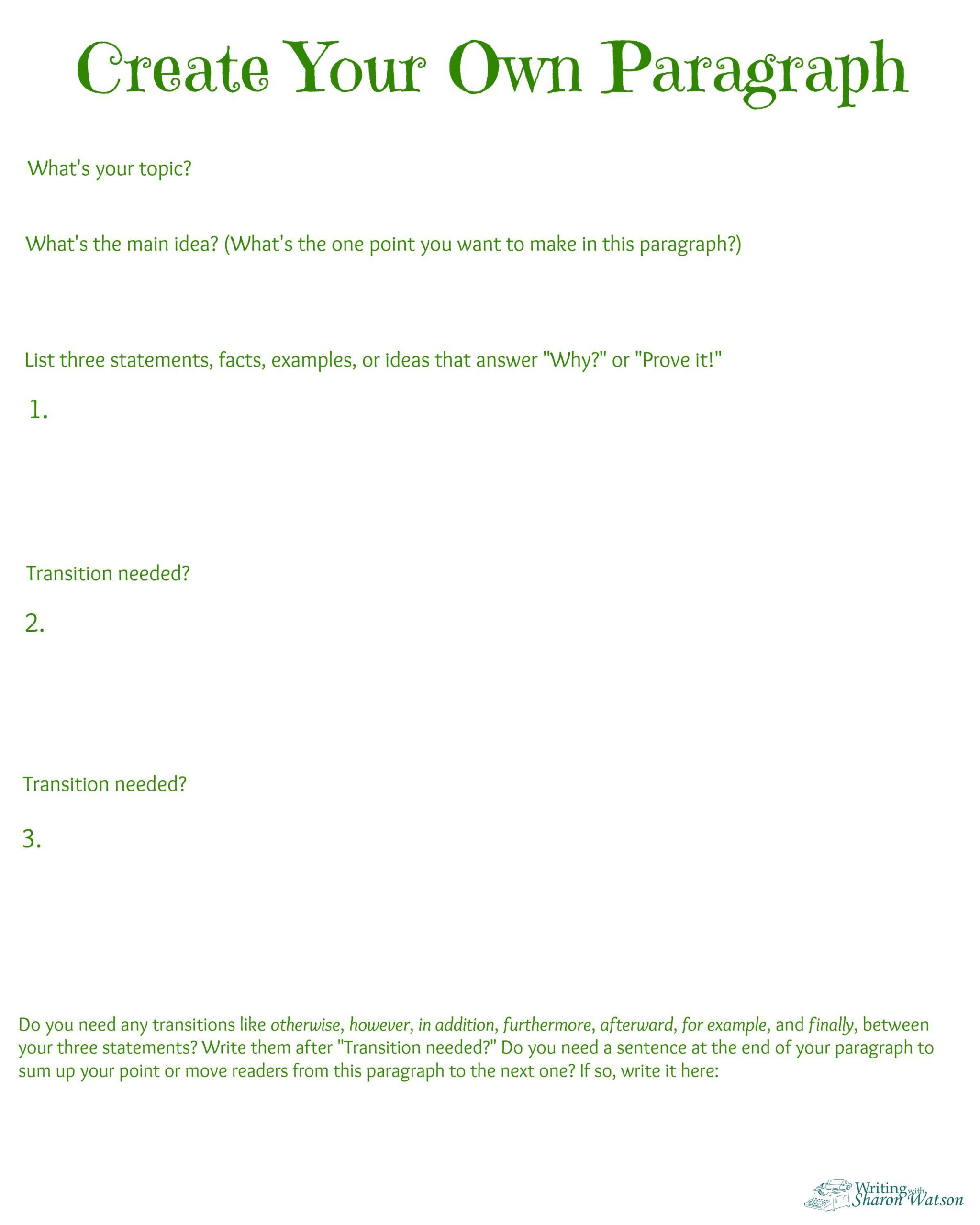 How to Create a Paragraph: Middle School Chart