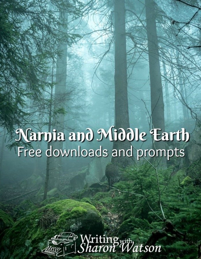 Narnia and Middle Earth Free Download and Prompts text with image background of a forest